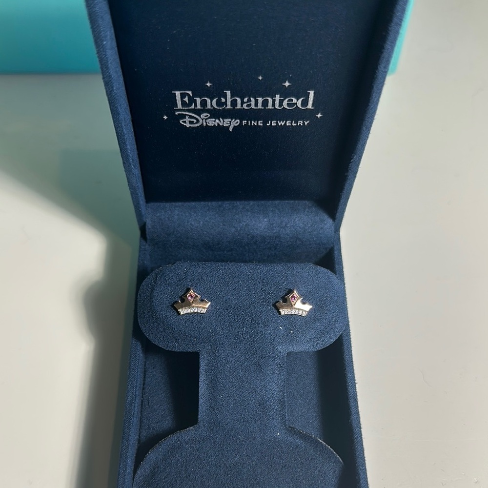 Disney Enchanted Fine Jewelry Rose Gold and Diamonds Aurora Tiara Earrings